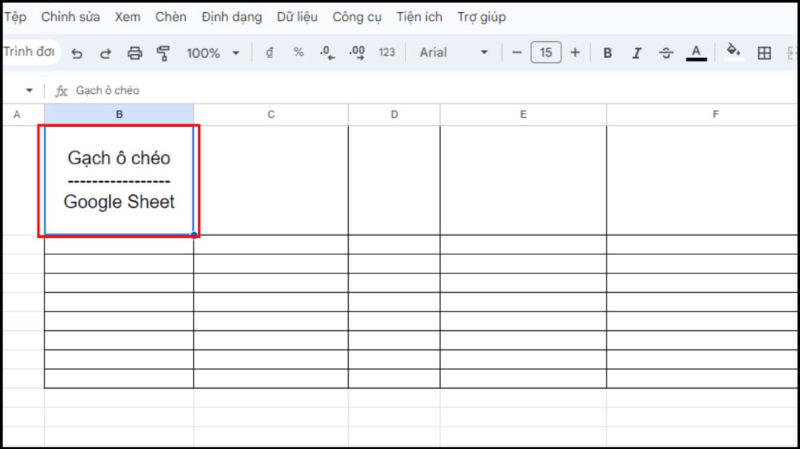 Sử dụng đường chéo giả và nhập nội dung
