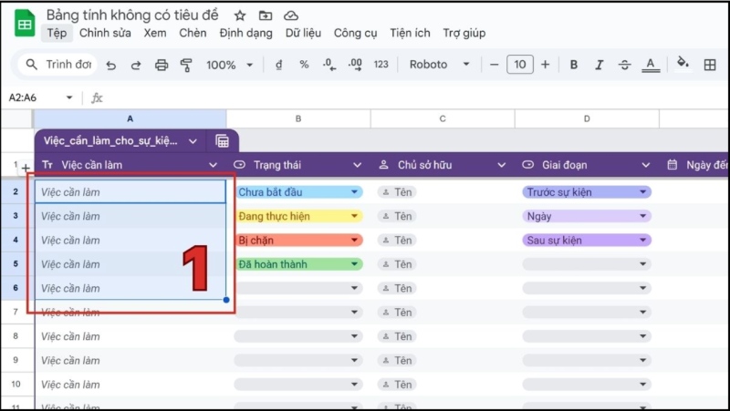Chọn phần nội dung cần tạo gạch ngang trong Google Sheets