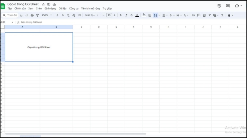 Gộp tất cả ô trong Google Sheets bằng Merge all
