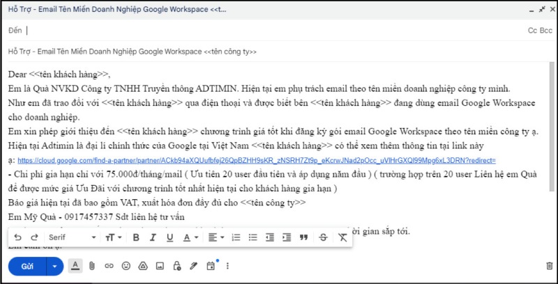 Tạo và soạn mẫu email gửi hàng loạt