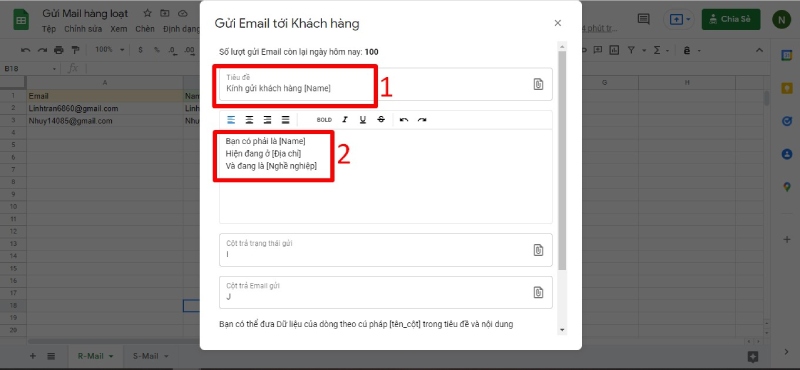 Tiến hành thực hiện gửi email hàng loạt