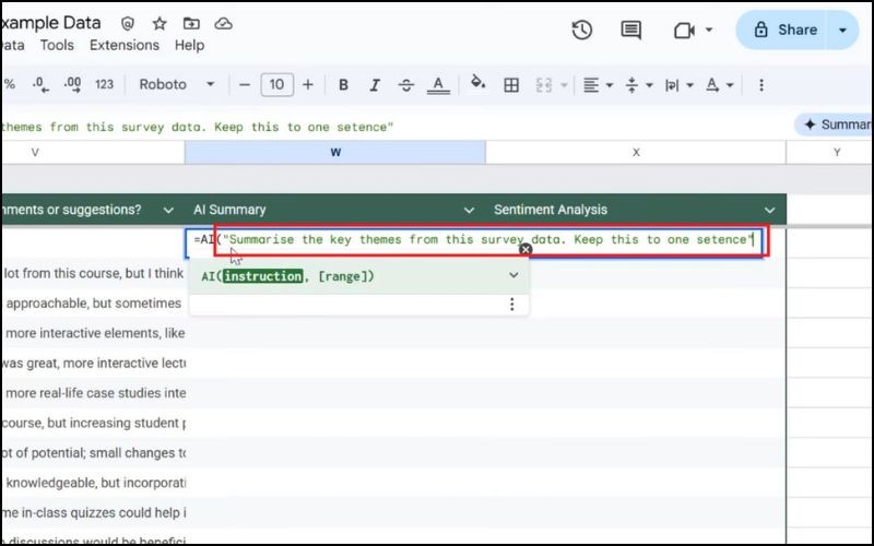  Nhập và đặt yêu cầu cho AI thực hiện trong dấu ngoặc kép " "