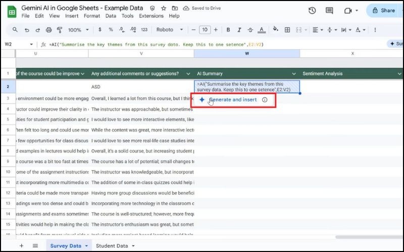 Chọn tùy chọn Generate and insert