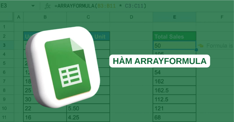Hàm ARRAYFORMULA trong Google Sheets