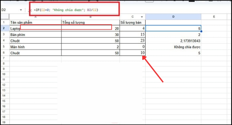 Xử lý lỗi chia cho 0