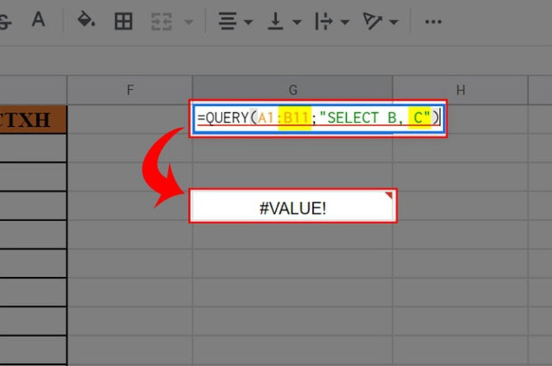 Lỗi #VALUE khi dử dụng hàm QUERY