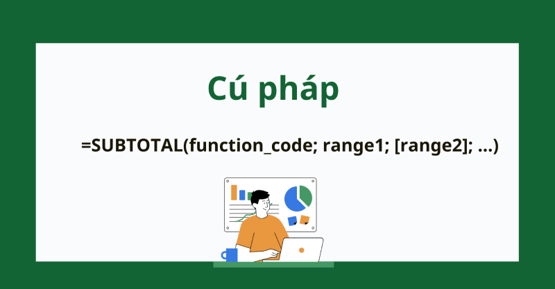 Cú pháp hàm SUBTOTAL sử dụng trong Google Sheets
