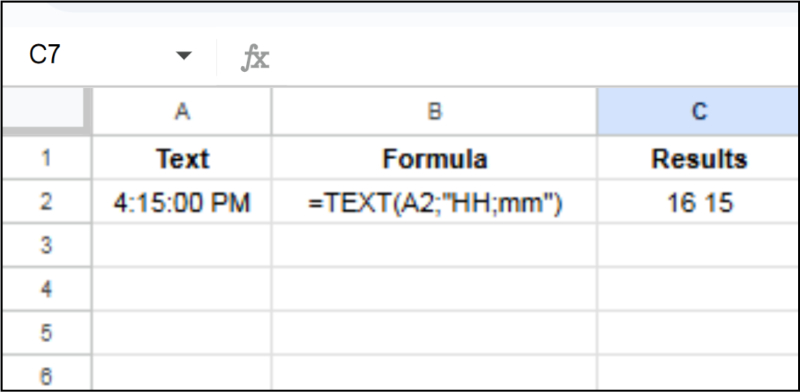 Ví dụ hàm TEXT định dạng thời gian trong Google Sheets
