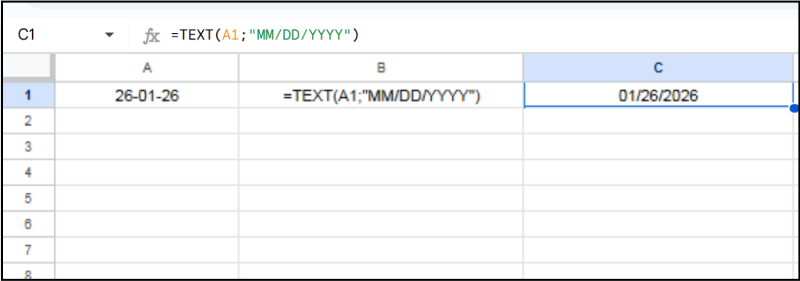 Dùng hàm TEXT để chuyển định dạng ngày trong Google Sheets