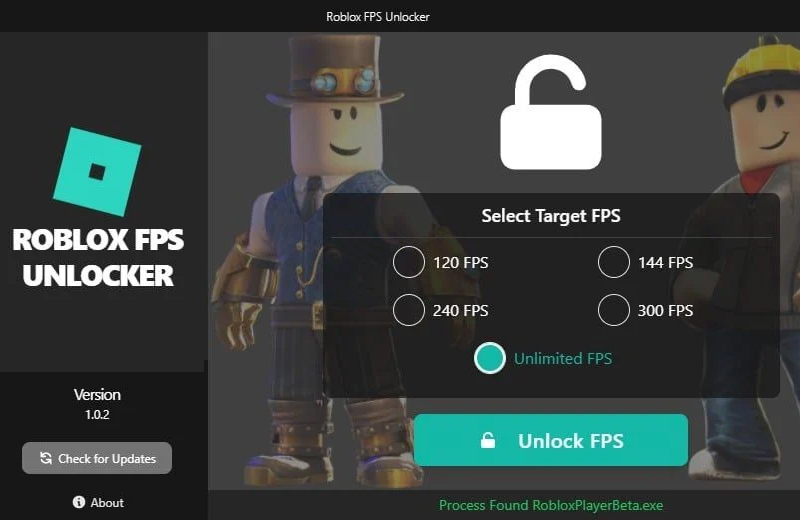 Khởi chạy phần mềm FPS Unlocker và Chọn FPS mong muốn cho trò chơi