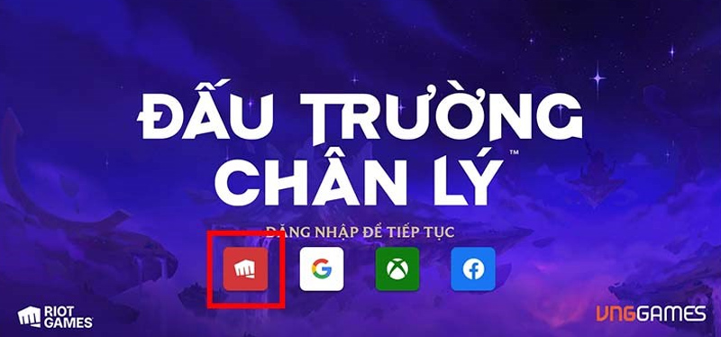 Khởi động Đấu Trường Chân Lý Mobile và chọn biểu tượng Riot Account