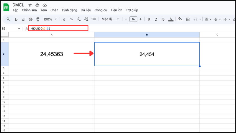 Làm tròn số theo quy tắc thông thường với hàm ROUND