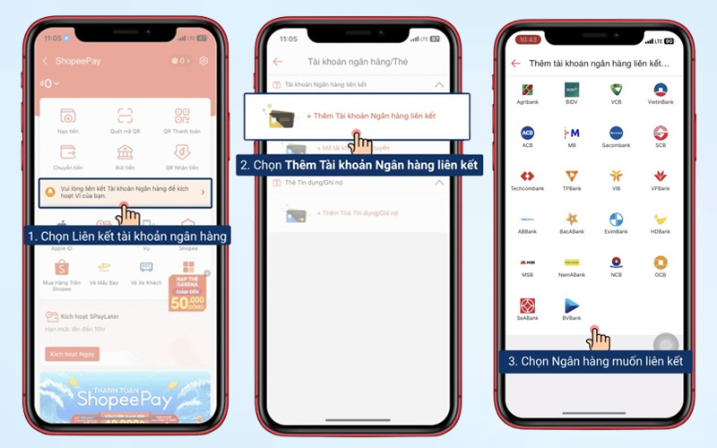 Liên kết tài khoản ngân hàng cho Ví ShopeePay