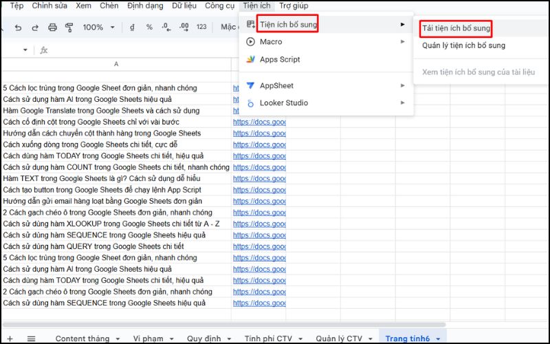 Chọn Tiện ích bổ sung