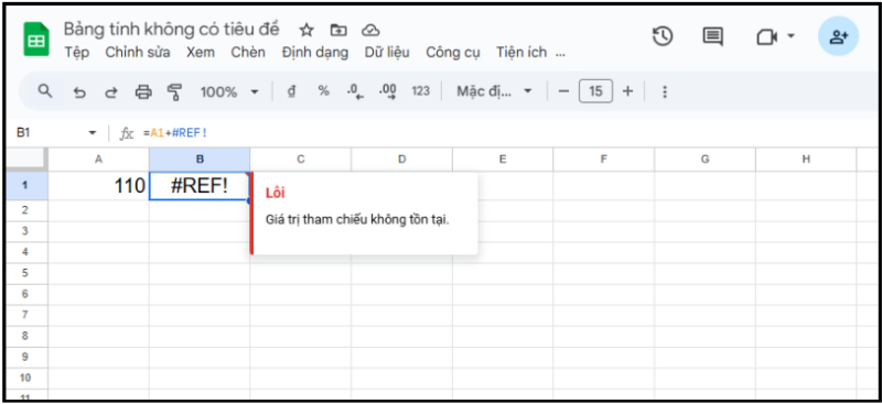Lỗi #REF! do xóa cột mà công thức đang tham chiếu tới