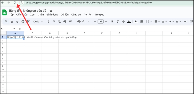 Load lại trang Google Sheets