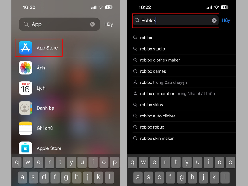 Mở App Store và gõ từ khóa Roblox trên thanh tìm kiếm