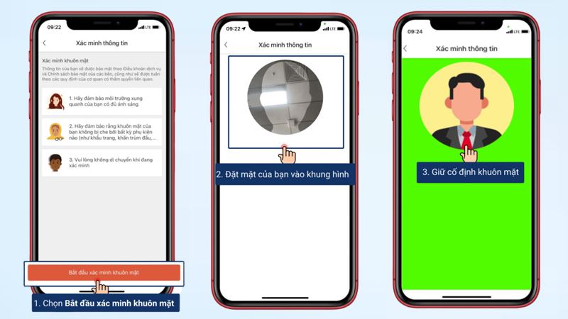 Người dùng cần tiến hành xác minh khuôn mặt 