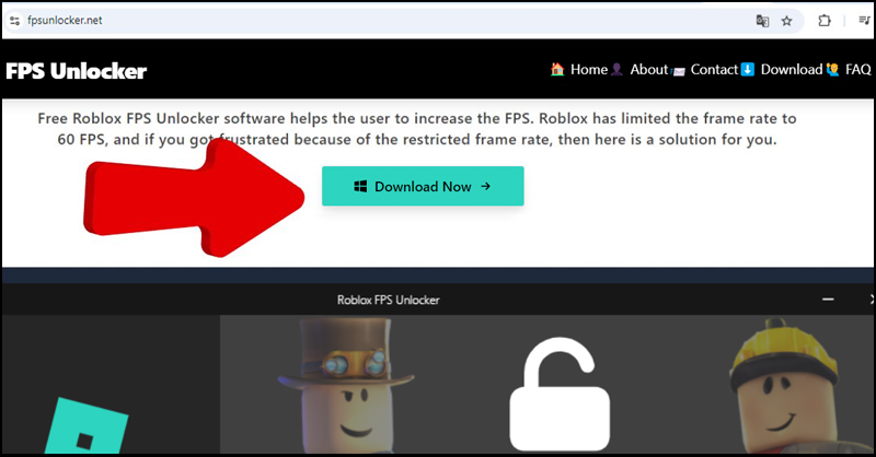 Nhấn vào tùy chọn Download Now để tải phần mềm FPS Unlocker 