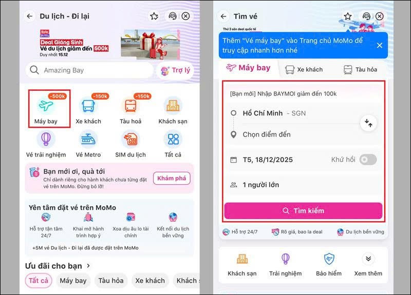 Chọn Máy bay và nhập đầy đủ thông tin theo yêu cầu 