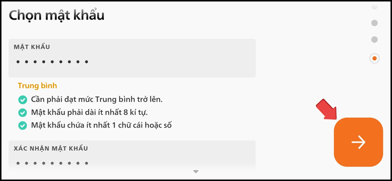 Nhập mật khẩu và nhấn Tiếp tục