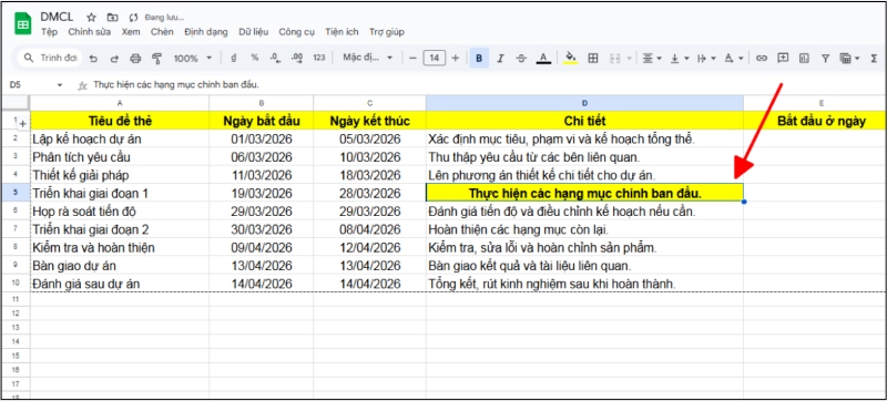 Áp dụng định dạng cho ô