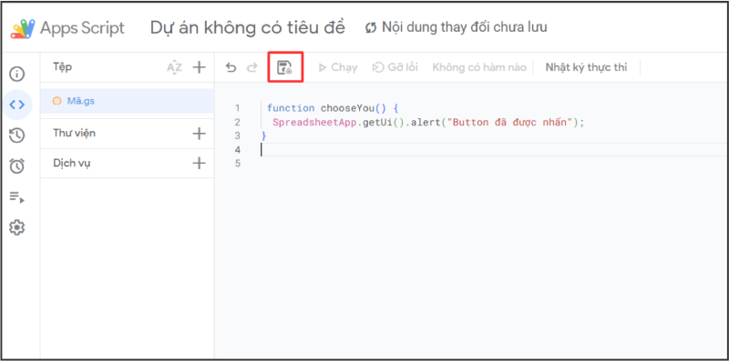 Viết hàm trong Google Apps Script để gán cho button Google Sheets
