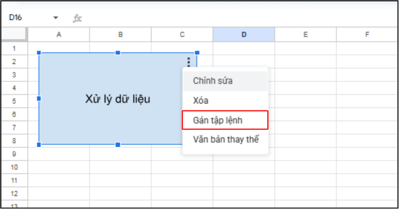 Nhấp chuột phải vào button và chọn Gắn tập lệnh