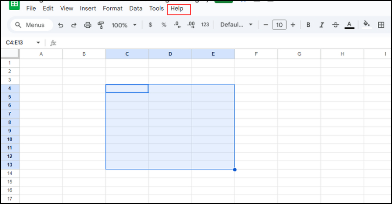 Mở bảng tính và chọn lệnh Help