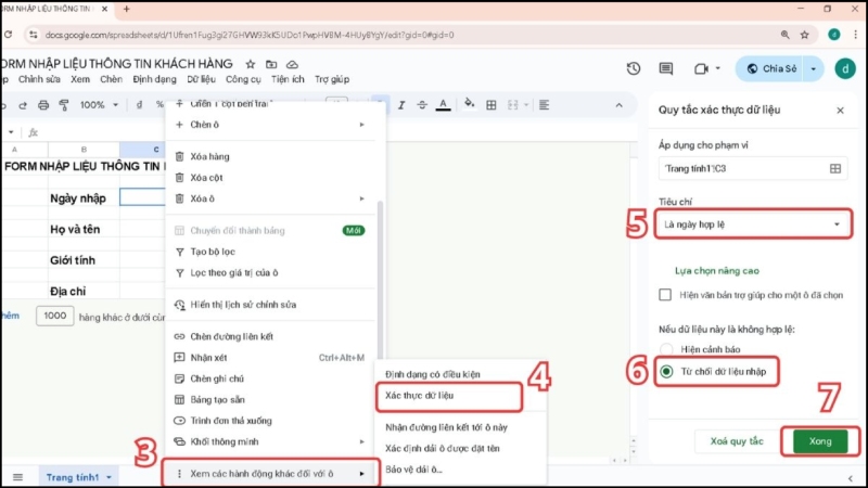 Xác thực dữ liệu ngày tháng