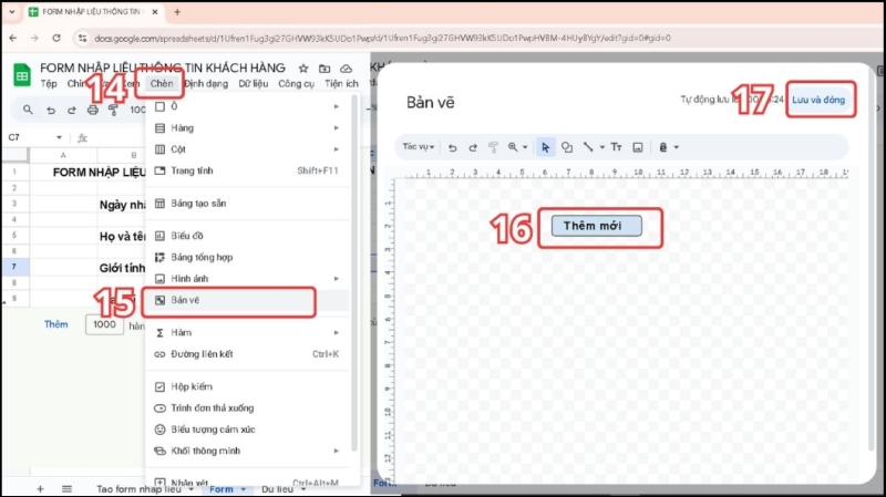 Tạo nút button trong google sheets