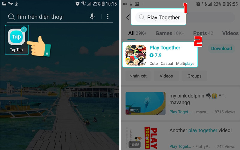 Tìm kiếm Play Together trên Tap Tap