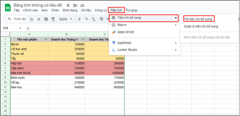 Truy cập Tiện ích bổ sung