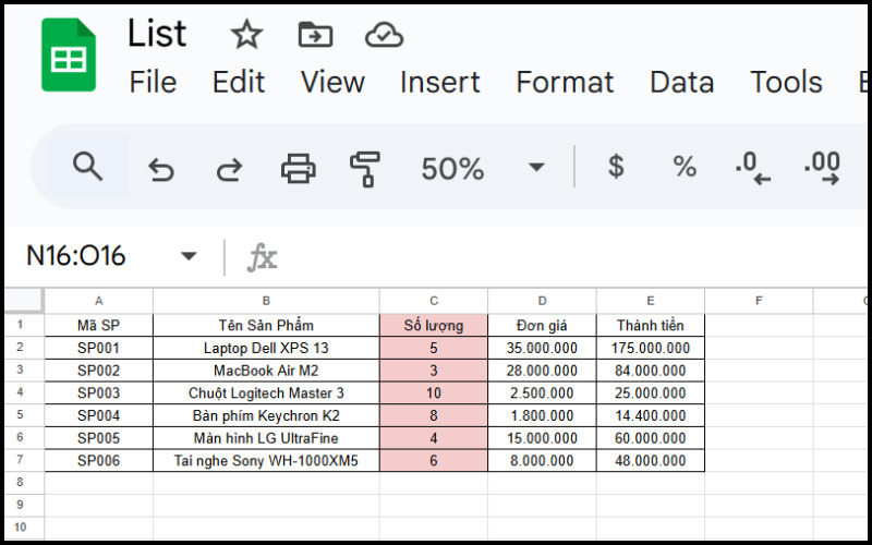 Cột được tô màu theo chu kỳ tuỳ ý