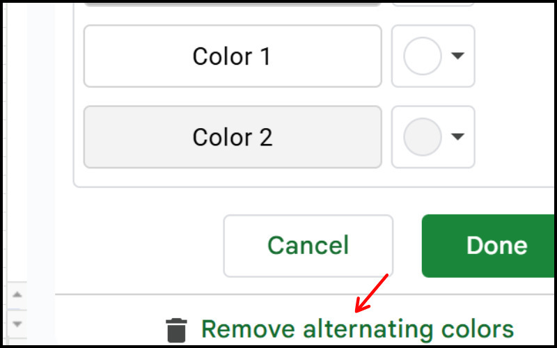 Tính năng Remove alternating colors