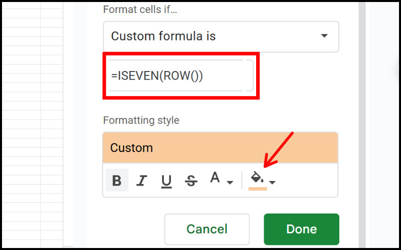 Công thức =ISEVEN(ROW())