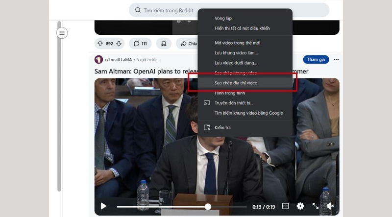 Sao chép địa chỉ video Reddit muốn tải xuống