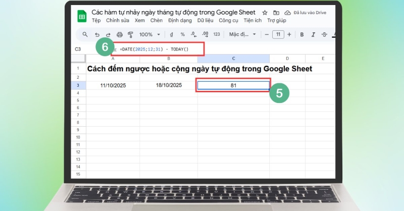 Các hàm tự nhảy ngày tháng trong Google Sheets
