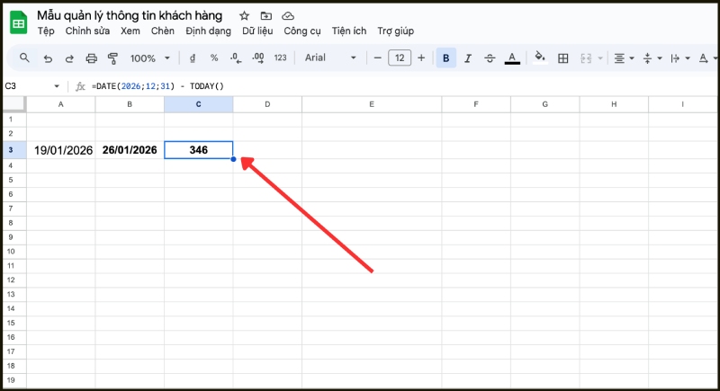 Đếm ngược đến một ngày cụ thể