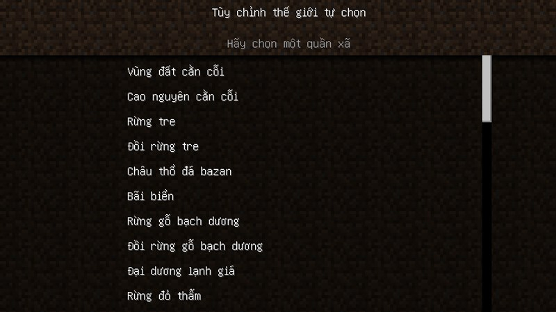 Tùy chỉnh thế giới tự chọn