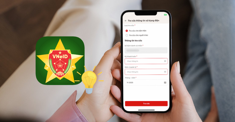 Cách tra cứu tiền điện trên VNeID