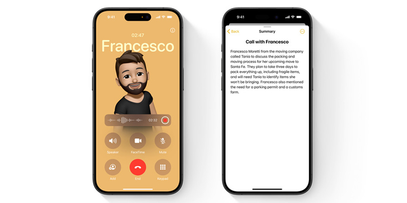 Apple Intelligence còn có thể ghi âm và tóm tắt nội dung cuộc gọi
