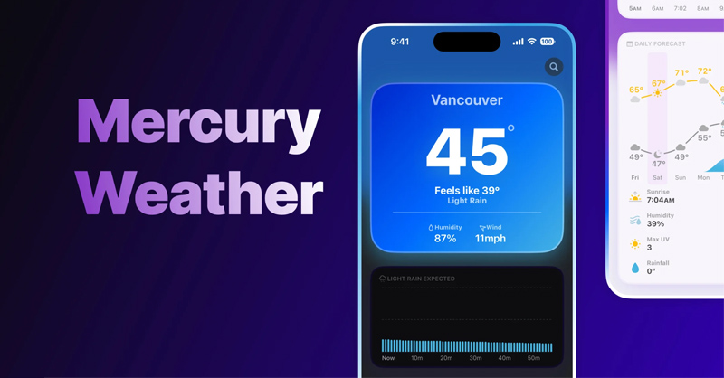 Ưu điểm của ứng dụng thời tiết Mercury Weather trên điện thoại iPhone