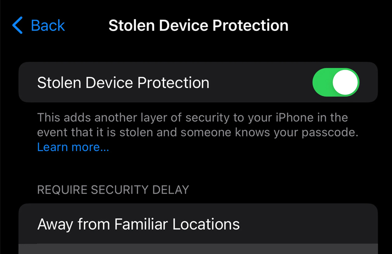 Bật tính năng Stolen Device Protection để bảo vệ điện thoại an toàn