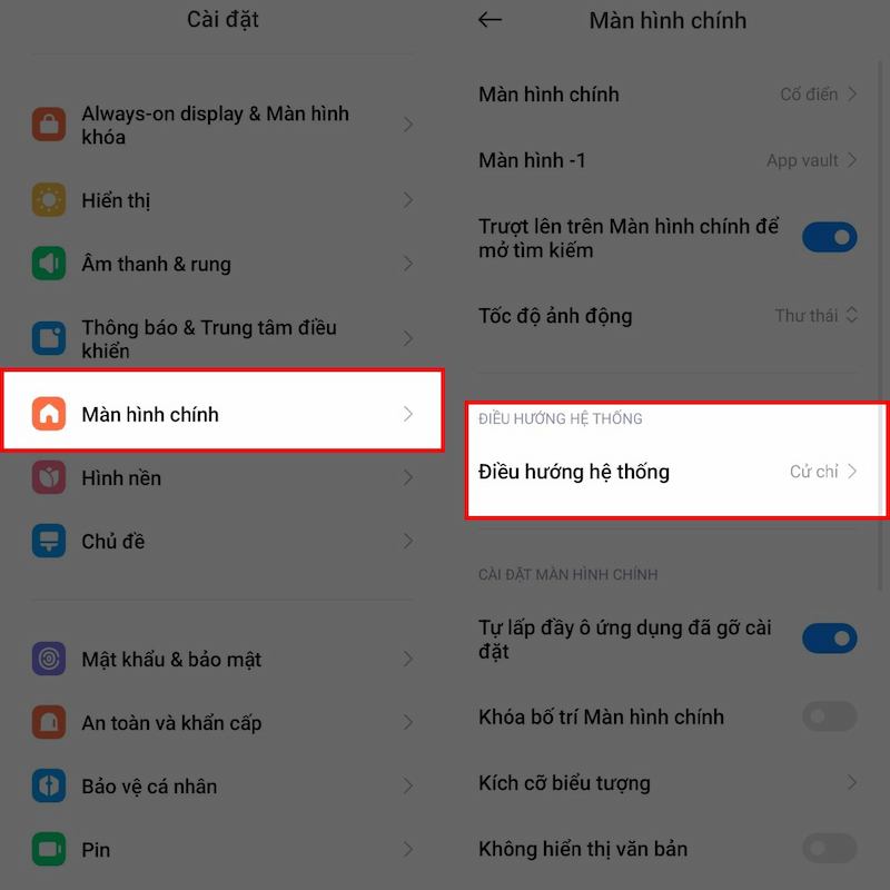 Cách ẩn thanh điều hướng Xiaomi