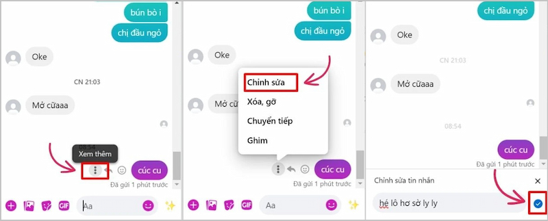 Chỉnh sửa tin nhắn đã gửi trên Messenger bằng máy tính