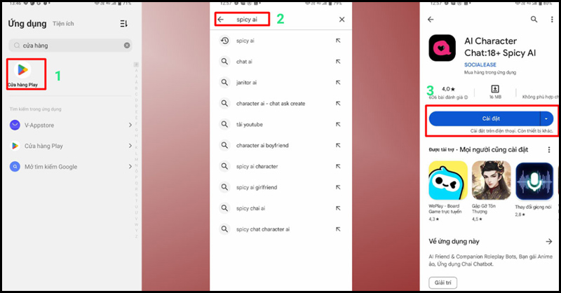Cài đặt Spicy AI cho điện thoại Android