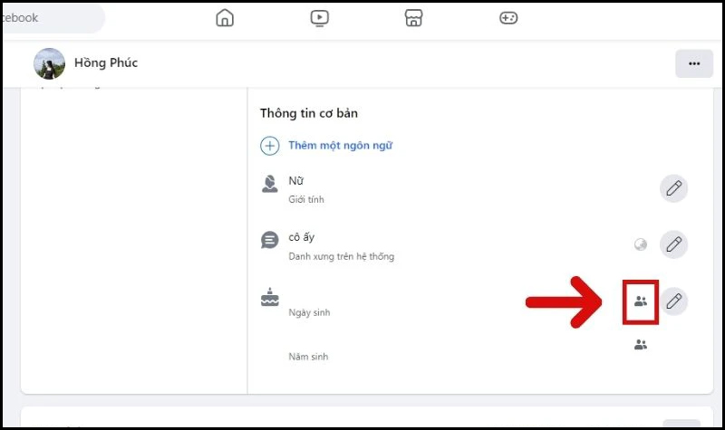 Chỉnh sửa đối tượng xem ngày sinh nhật trên Facebook 