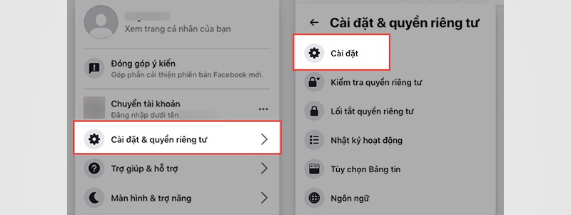 Chọn Cài đặt & Quyền riêng tư, sau đó nhấn vào tùy chọn Cài đặt