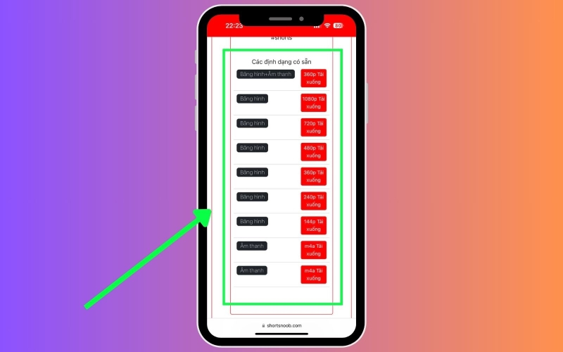 Nhấn tải xuống để tải video YouTube Short